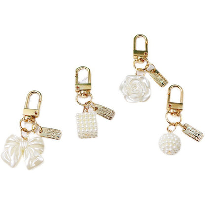 Cross-border Rose Bow Pearl Tassel Key Chain Car Pedant Decoration