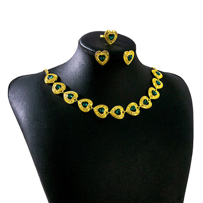 Retro Court Love Necklace Earrings And Ring Set