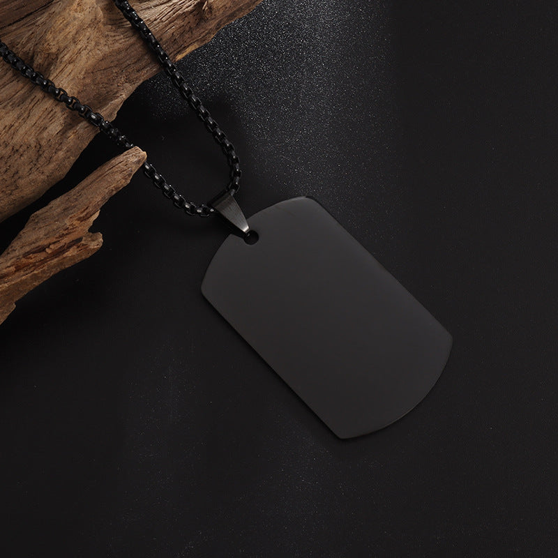 High Polished Dog Tag Necklace Men's Stainless Steel Pendant Necklace