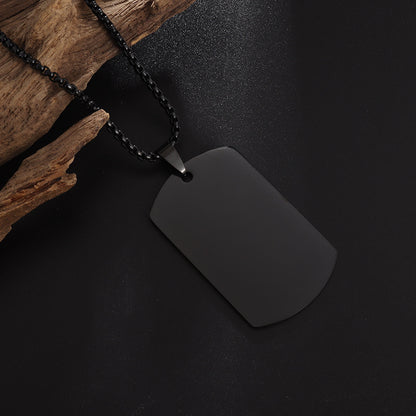 High Polished Dog Tag Necklace Men's Stainless Steel Pendant Necklace