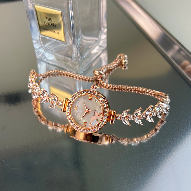 Affordable Luxury Diamond-embedded Free Adjustable Bracelet Quartz Watch