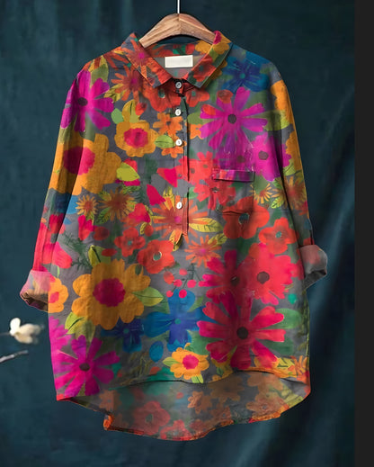 Casual Long Sleeve Shirt Animal Print Hawaiian Long Sleeve Blouse