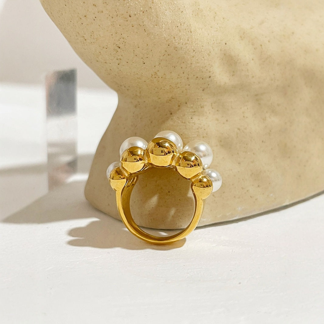 Exaggerating Unique Fashion Round Beads Daily Female Ring