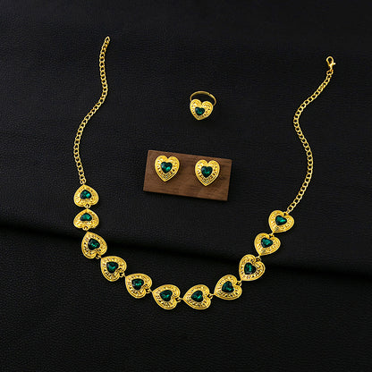Retro Court Love Necklace Earrings And Ring Set