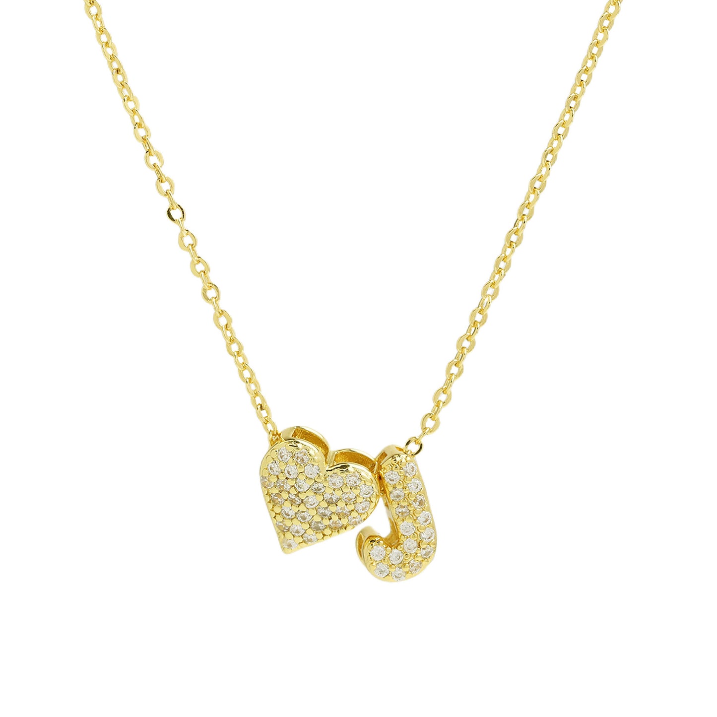 Inlaid Zirconium Balloon Bubble Heart-shaped 26 English Letters Necklace