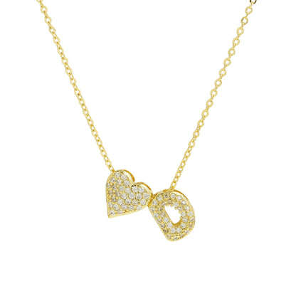 Inlaid Zirconium Balloon Bubble Heart-shaped 26 English Letters Necklace