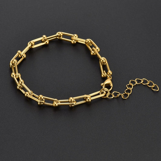 European And American Ins Cold Style Horseshoe Stitching Titanium Steel Bracelet