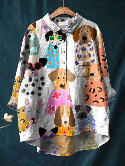 Casual Long Sleeve Shirt Animal Print Hawaiian Long Sleeve Blouse
