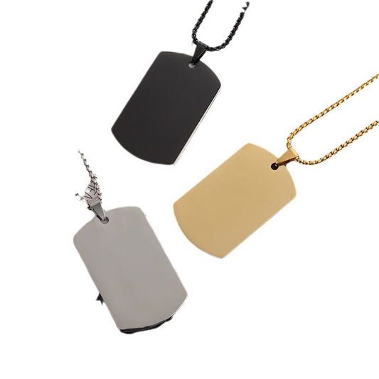 High Polished Dog Tag Necklace Men's Stainless Steel Pendant Necklace