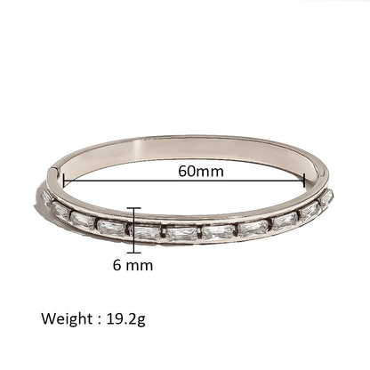 Simple Rectangular Diamond Bracelet Female Titanium Steel Design Sense