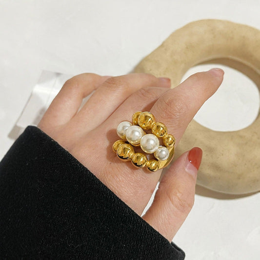 Exaggerating Unique Fashion Round Beads Daily Female Ring