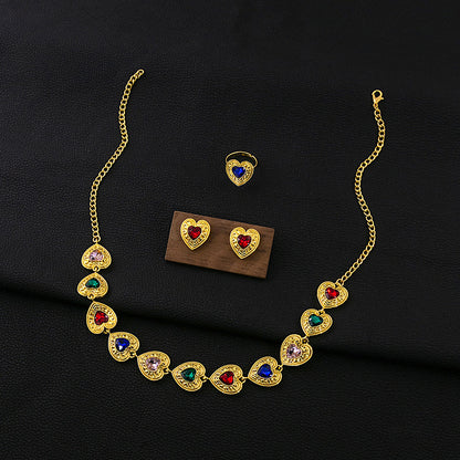Retro Court Love Necklace Earrings And Ring Set