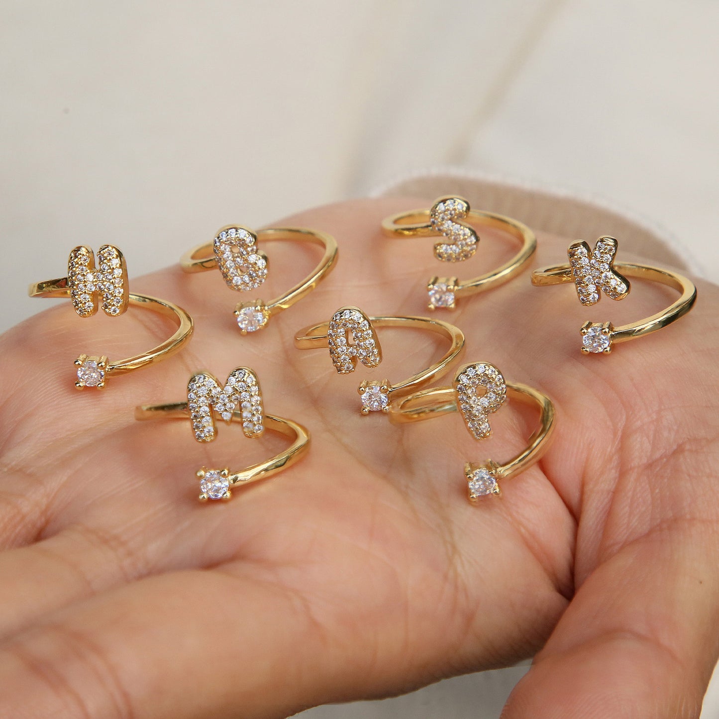 Cute 26 English Letters Open Adjustable Personality Ring