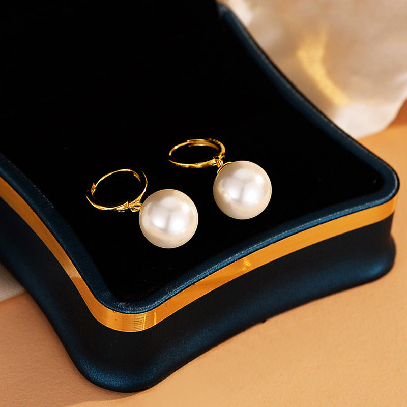 S925 Sterling Silver Earrings Ear Button Pearl