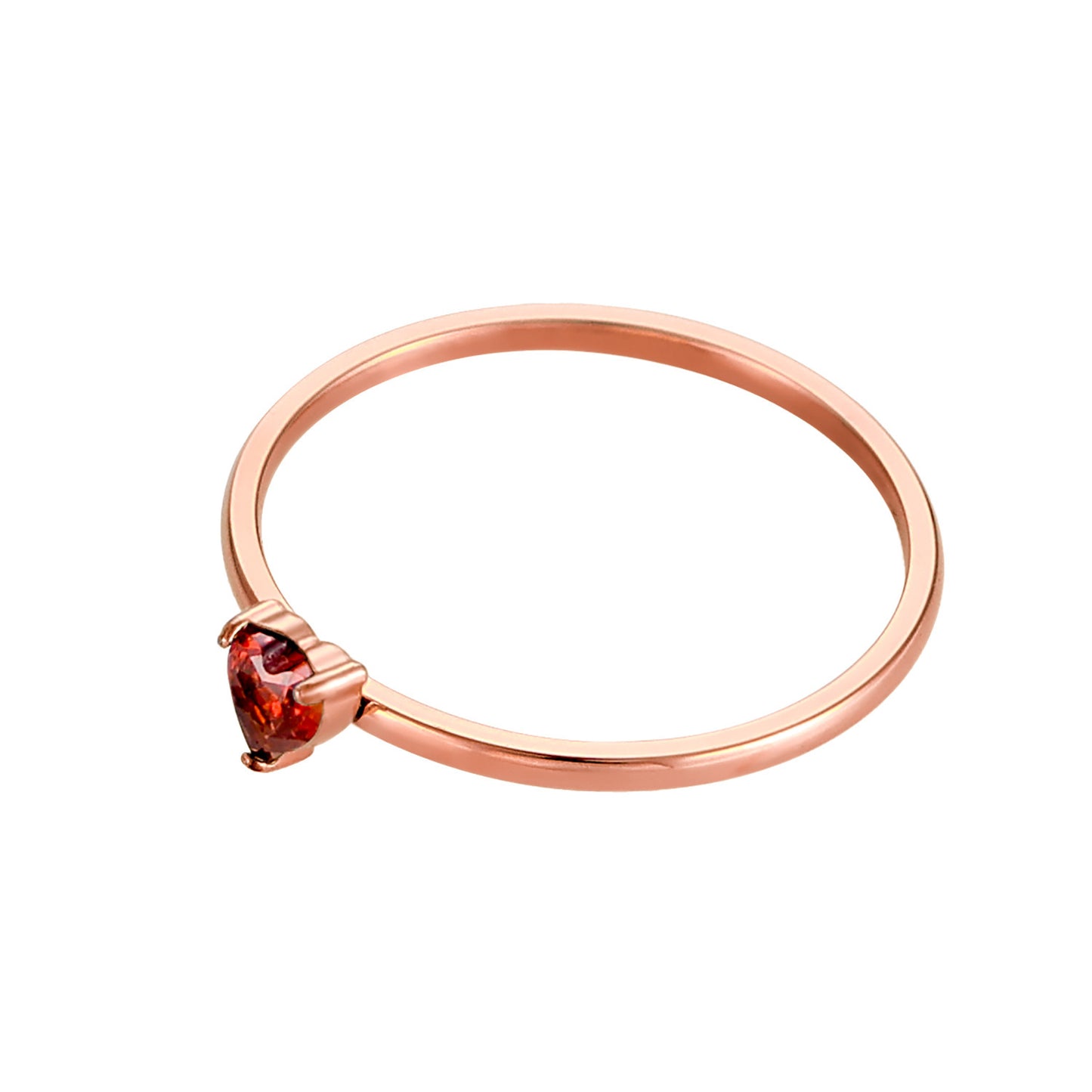 Peach Heart Zircon Ring Stainless Steel