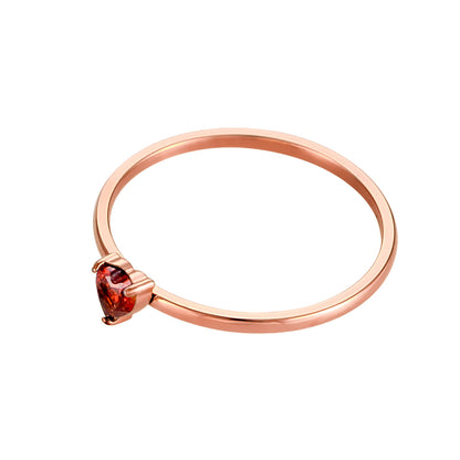 Peach Heart Zircon Ring Stainless Steel