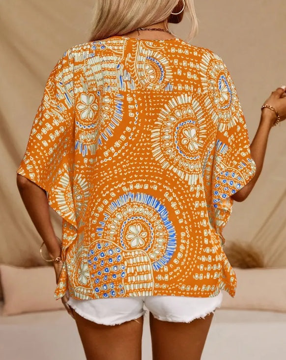 Vacation Style Batwing Sleeve Top