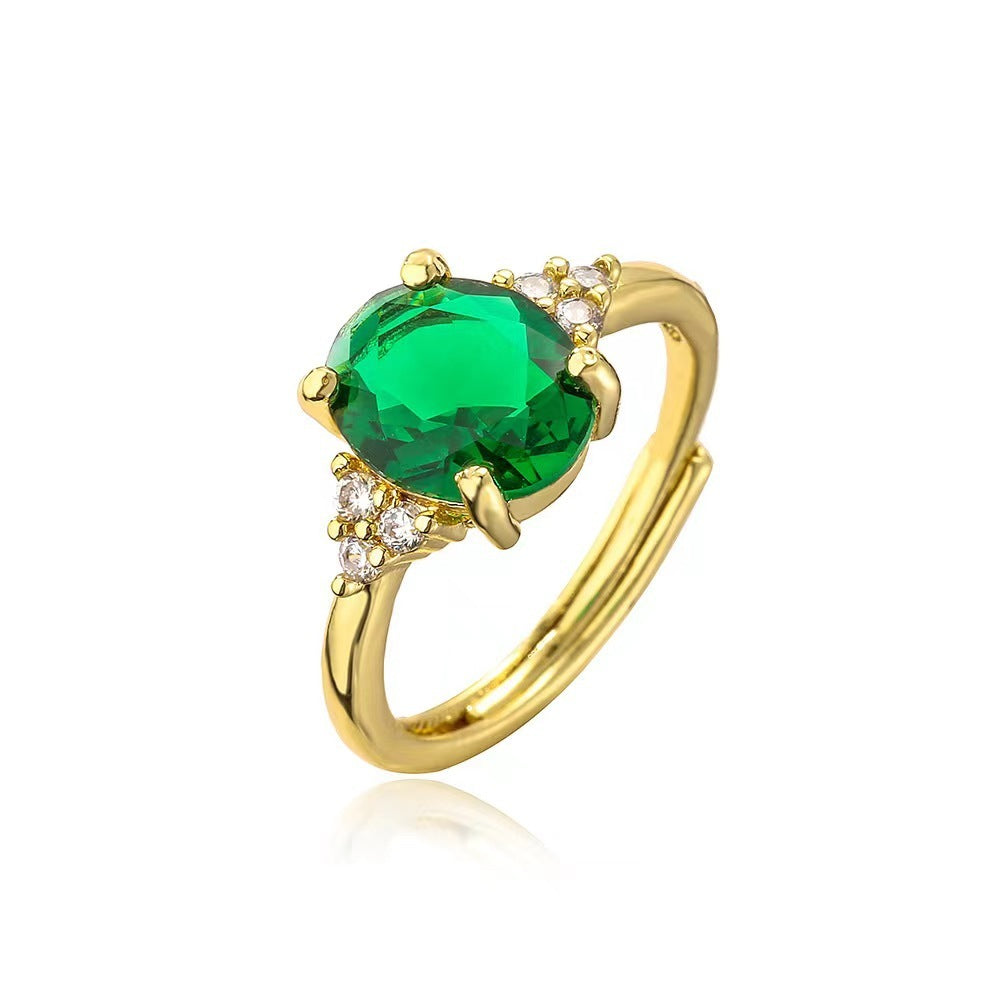 European And American Emerald Women's Ring