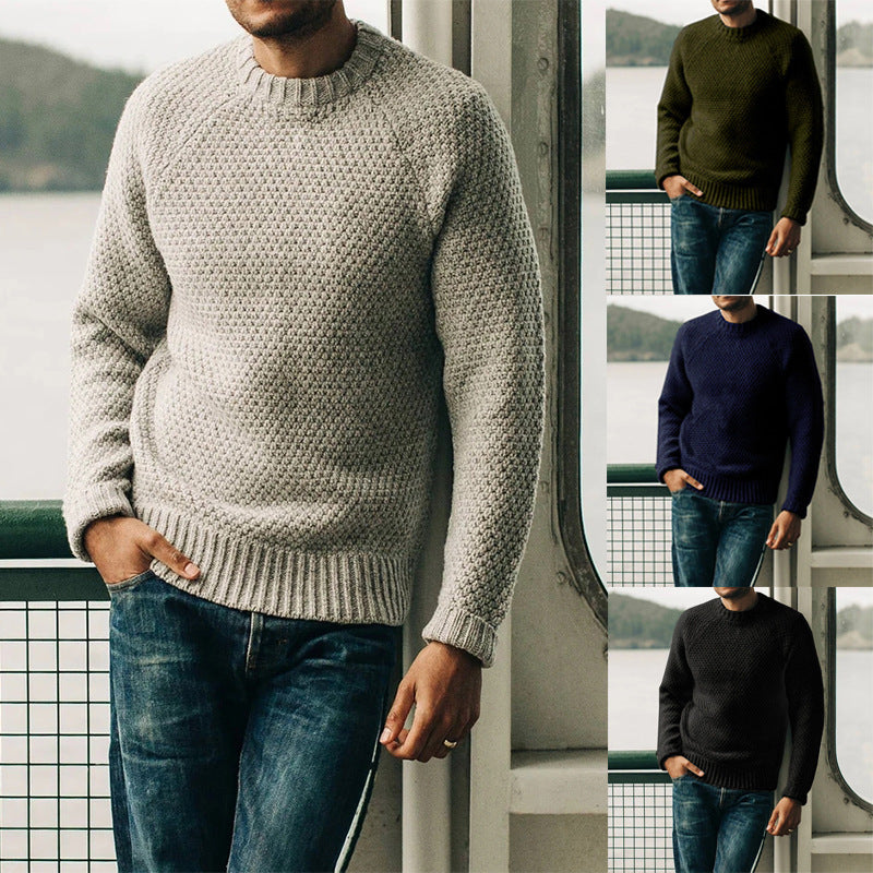 Heren Pullover Trui Winter Casual Effen Kleur Ronde Hals Gebreide Top Kleding