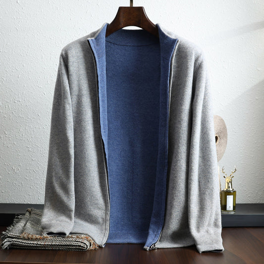 Wollen gebreide cardigan met rits en lange mouwen