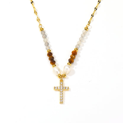 American Ins Niche Design Beaded Cross Clavicle Chain