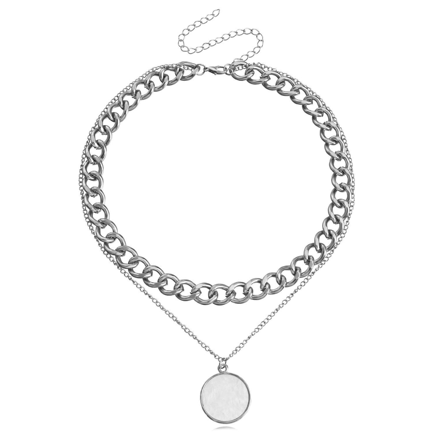 Double Layer White Shell Necklace Fashion Personality Metal