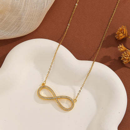 1 stuk eenvoudige, prachtige, ingelegde, sprankelende diamanten symbool 8, letterliefdeshanger ketting, geschikt voor dagelijks gebruik door vrouwen, een vakantiecadeau voor echtgenotes en moeders