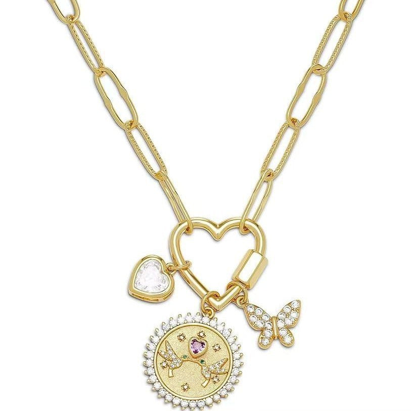 Copper-plated Gold Diamond-studded Starfish Sun Love Necklace
