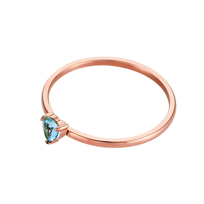 Peach Heart Zircon Ring Stainless Steel
