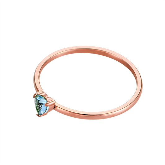 Peach Heart Zircon Ring Stainless Steel
