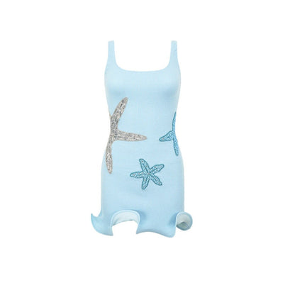 Pure Desire Starfish Embroidery Design Dress Wooden Ear