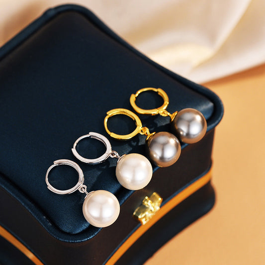S925 Sterling Silver Earrings Ear Button Pearl